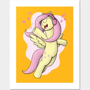 Fluttershy with Headphones Posters and Art